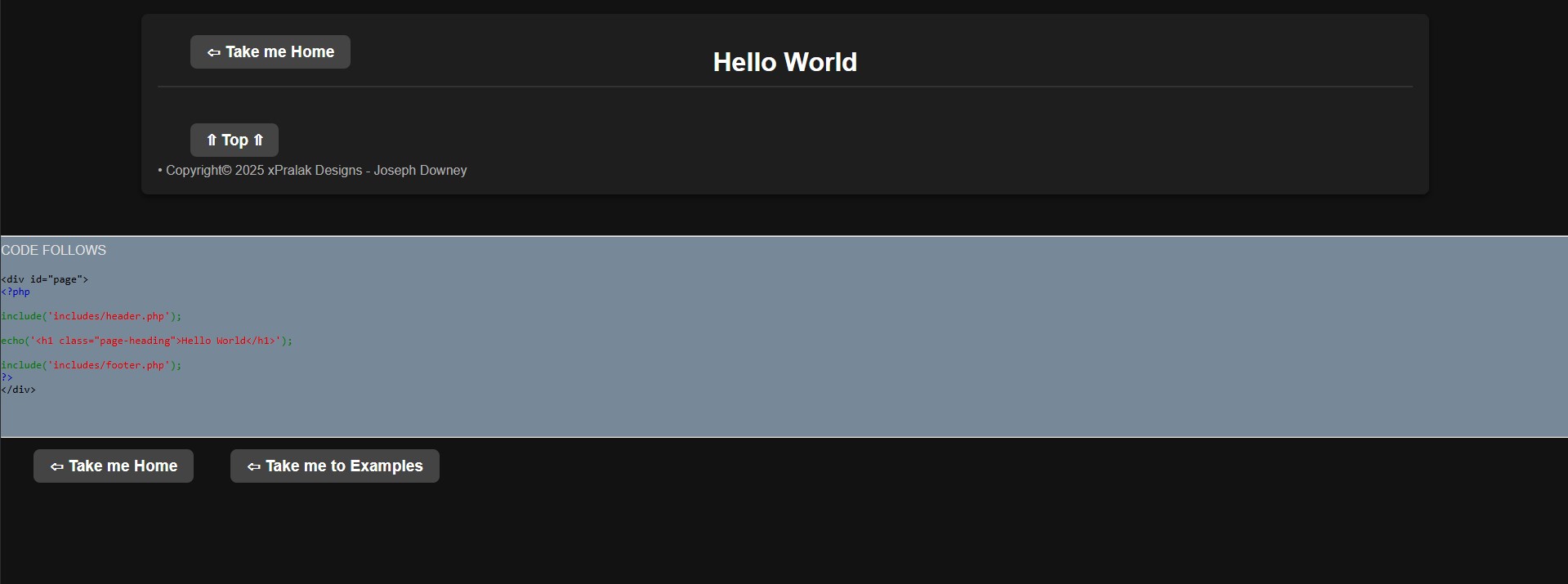 Hello World Includes