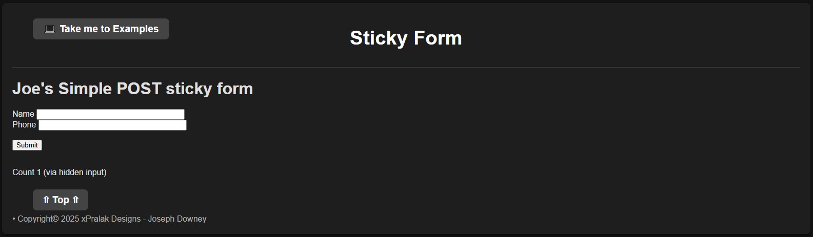 Sticky Form Example